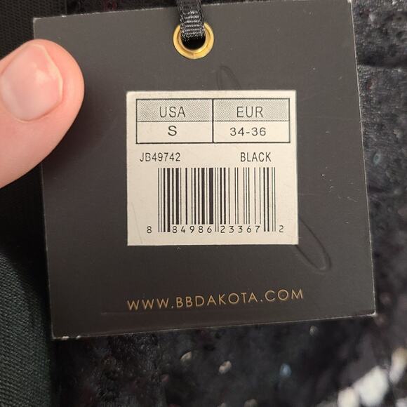 NWT BB Dakota Jack black sequin mesh a line mini skirt size small - Picture 10 of 11